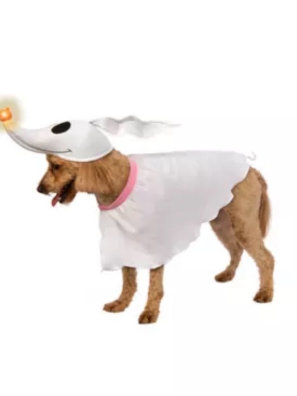 Rubie's White Ghost Dog Costume with Pink Trim and Hood